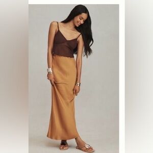 NWT Anthropologie The Tilda Maxi Slip Skirt in HONEY